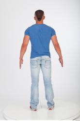 Whole body blue tshirt jeans photo reference of Regelio